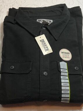 Duluth Trading Co Black Button-Front Casual Shirt Jacket